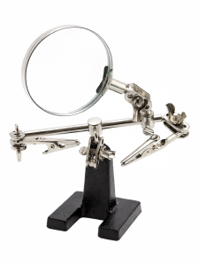 Третья рука для пайки, универсальный держатель на подставке с лупой 2 руки Орбита OT-INL01